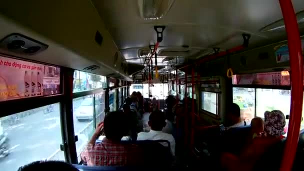 Hojimin Staden Vietnam Juni 2016 Utsikt Från Inuti Bussen Med — Stockvideo