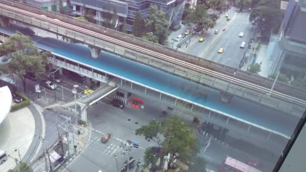 Bangkok Thajsko Srpen 2018 Letecký Pohled Bts Skytrain Bangkoku Thajsko — Stock video