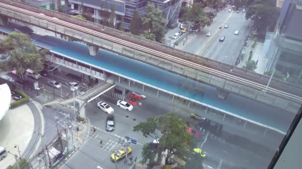 Bangkok Thajsko Srpen 2018 Letecký Pohled Bts Skytrain Bangkoku Thajsko — Stock video