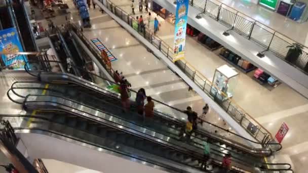 Bangkok Thailand September 2018 Time Lapse Van Een Roltrap Mensen — Stockvideo
