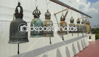 Tapınağın altın dağ Tapınak, Bangkok, Tayland, Thailand, çan asılı.