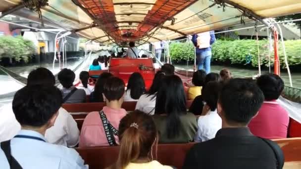 Passageiro Dentro Barco Expresso Bangkok Tailândia — Vídeo de Stock