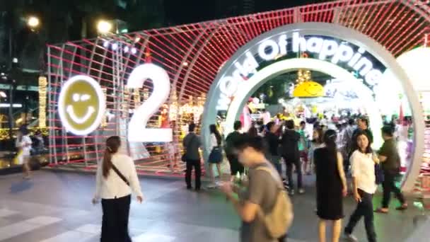 Bangkok Tailandia Noviembre 2018 Luces Decoraciones Navideñas Por Noche — Vídeo de stock