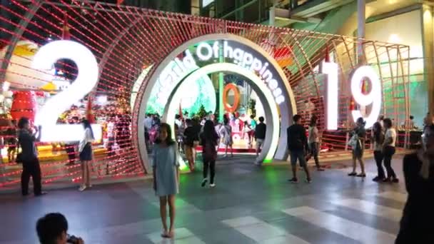 Bangkok Thailand November 2018 Christmas Ljus Och Dekorationer Natten — Stockvideo
