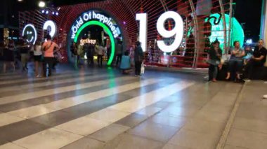 Bangkok Tayland: Aralık 3.2018:Christmas ışıkları ve gece süslemeleri .