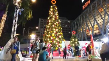 Bangkok Tayland: Aralık 3.2018:Christmas ışıkları ve gece süslemeleri .