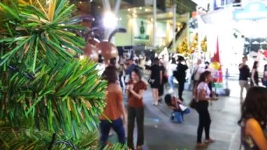 Bangkok Tayland: Aralık 4.2018: Noel ışıkları ve gece süslemeleri .