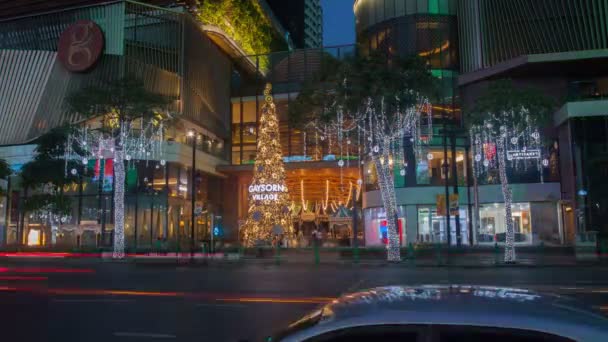 Bangkok Thailand Dicembre 2018 Luci Decorazioni Natalizie Notte — Video Stock