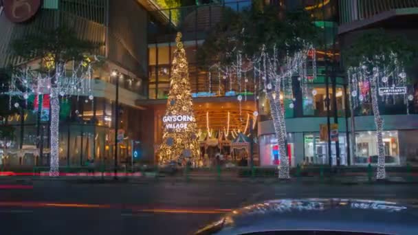 Tailandia Bangkok Diciembre 2018 Luces Decoraciones Navideñas Por Noche — Vídeos de Stock