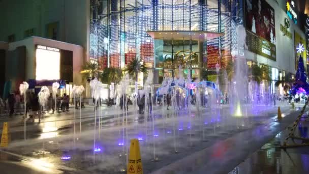 Bangkok Tailandia Diciembre 2018 Luz Nocturna Centro Comercial Siam Paragon — Vídeos de Stock