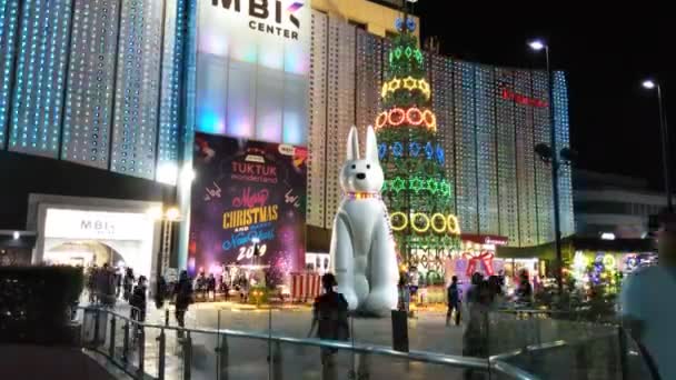 Bangkok Thailand Dezember 2018 Nachtlicht Mbk Shopping Mall Der Nähe — Stockvideo