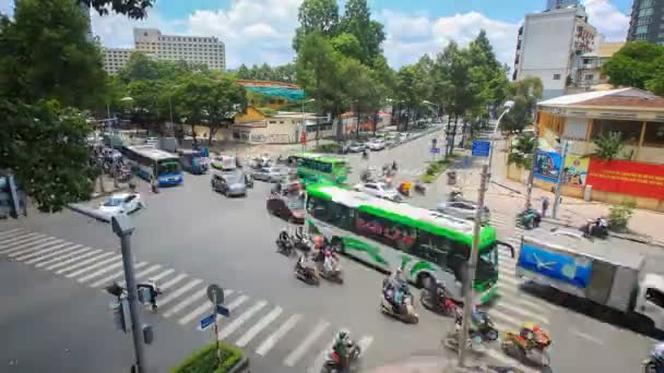 Chi Minhstad Verkeer Kruispunt Vietnam — Stockvideo