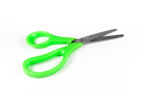 Green scissors isolated on a white background. — Stock Photo, Image