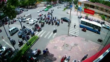 Ho Chi Minh City.Vietnam:8 Mayıs 2017 :Korna minh şehir trafiği kavşakta , Vietnam