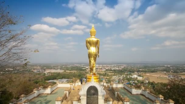 Timelapse Boeddha Staande Een Berg Wat Phra Khao Noi Nan — Stockvideo