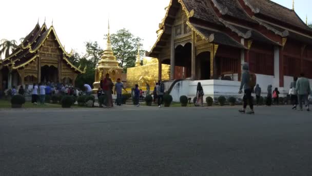 Χρυσή Παγόδα Στο Βουδιστικό Ναό Βατ Πρα Σινγκ Στο Τσιάνγκ — Αρχείο Βίντεο