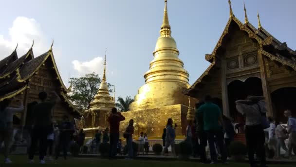 チェンマイのワットプラシン仏教寺院の黄金の塔 — ストック動画