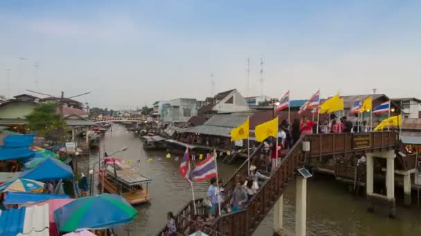 Pływający Rynek Amphawa Samut Songkhram Tajlandia — Wideo stockowe
