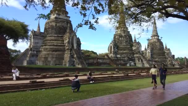 Tid Förflutit Ayutthaya Historical Park Buddhistiska Tempel Thailand Ayutthaya Thailand — Stockvideo