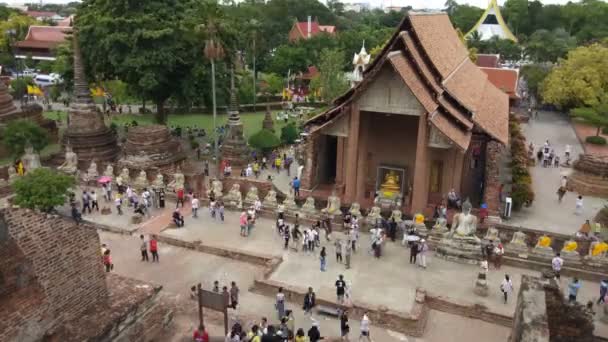 Upływ Czasu Ayutthaya Historical Park Buddyjskiej Świątyni Tajlandii Ayutthaya Tajlandii — Wideo stockowe
