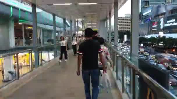 Bangkok Thailand October 2019 Hyper Lapse People Walking Floor Bangkok — Stock Video