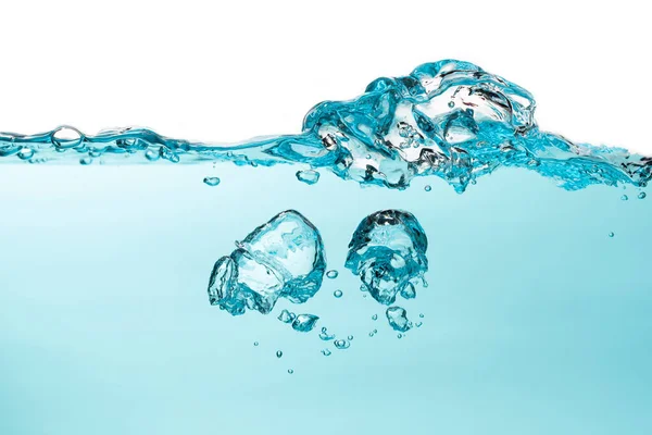 Burbuja Aire Salpicadura Agua Salpicadura Agua Aislada Sobre Fondo Azul —  Fotos de Stock