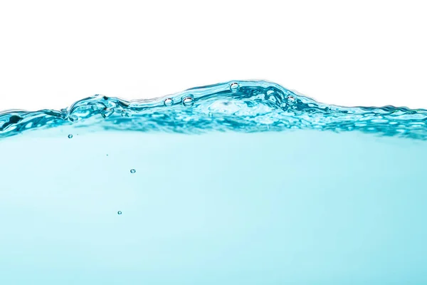 Hava kabarcığına ve su sıçramasına yakın beyaz arka planda izole edilmiş su sıçraması