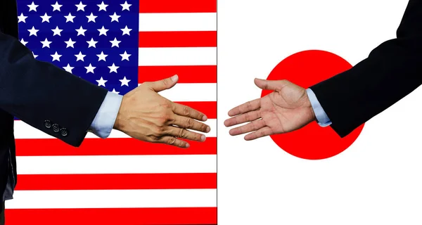 Business Man Shake Each Other Hand Usa Japan — Stock Photo, Image