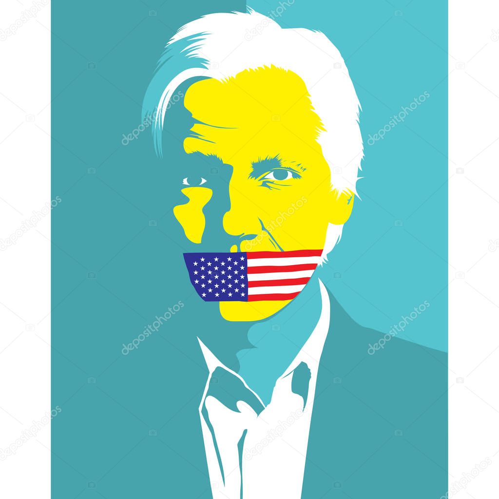 Julian Assange concept elements icon logo stock illustration