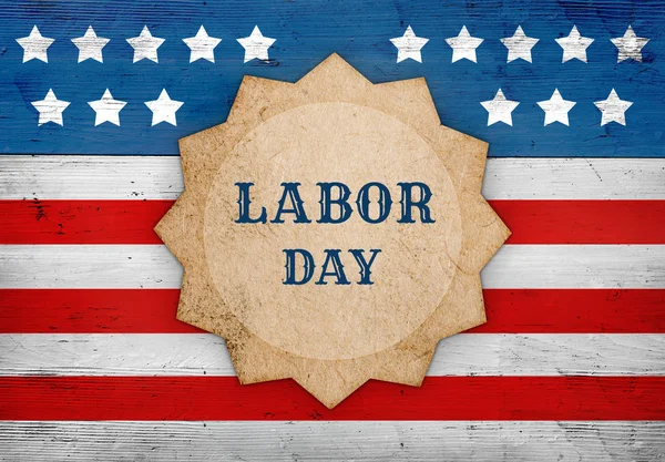 Labor Day Patriotiska Bakgrund Stjärnform Med Text Den Amerikanska Flaggan — Stockfoto