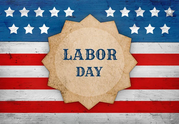 Labor Day Hazafias Háttér Csillag Alakú Szöveget Amerikai Lobogó Transzparens — Stock Fotó