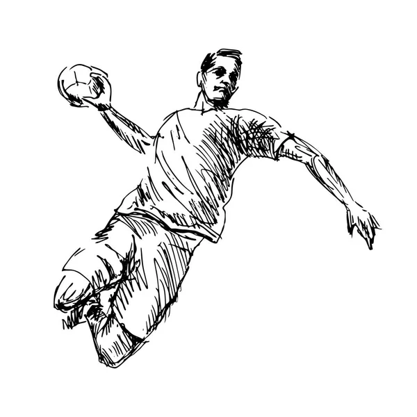 Croquis Main Joueur Handball Illustration Vectorielle — Image vectorielle