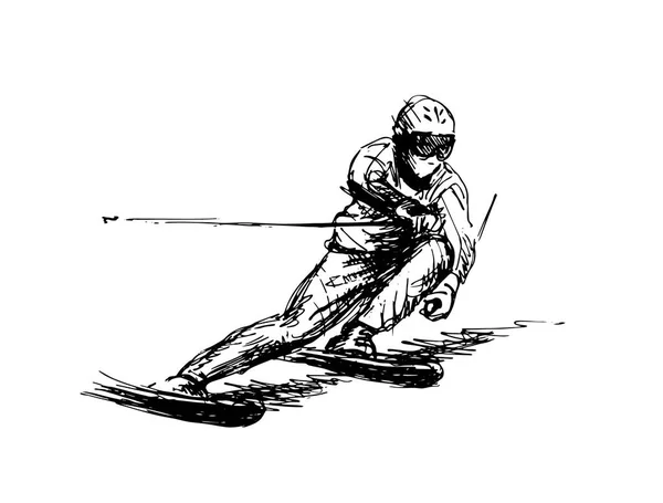 Skieur Croquis Main Illustration Vectorielle — Image vectorielle