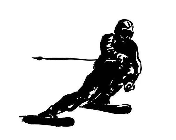 Pincel Mano Esquiador Ilustración Vectorial — Vector de stock