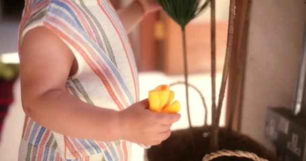 Adorable niña sonriente en casa — Vídeos de Stock