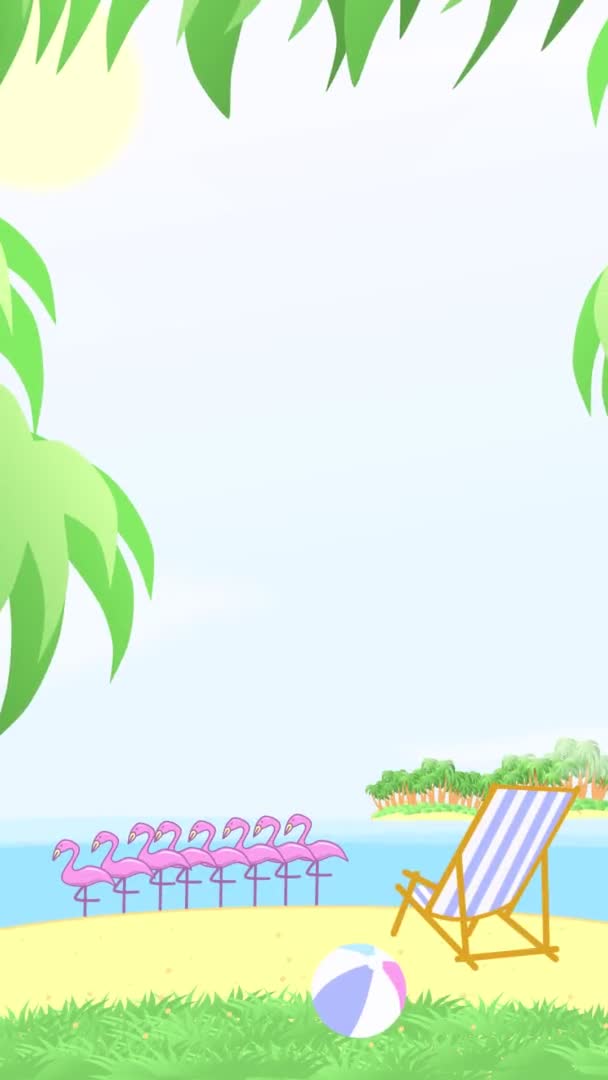 Vertikale Schleifenanimation eines Strandes auf einer tropischen Insel mit einer leeren Stelle für Text, Sommerferienkonzept am Meer. Kopierraum — Stockvideo