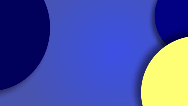 Lodret loop animation af blå og gule 3d cirkler på blå baggrund overlappende skygge. kopieringsplads – Stock-video