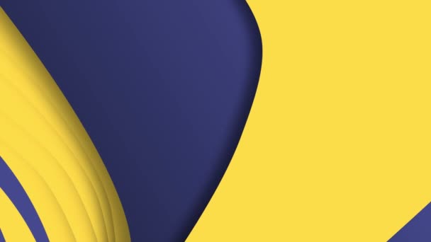 蓝色背景重叠阴影空间上蓝色和黄色3d圆的垂直环动画 — 图库视频影像