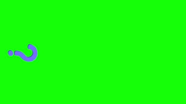 Animazione verticale del simbolo del punto interrogativo che cade dall'alto sulla chiave cromatica dello schermo verde — Video Stock