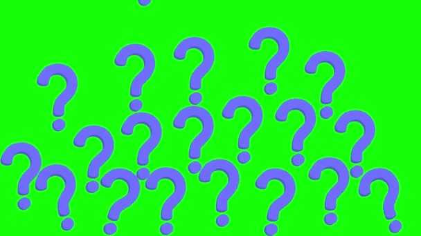 Вертикальна анімація символу позначки питання, що падає зверху на клавішу хрому на зеленому екрані — стокове відео
