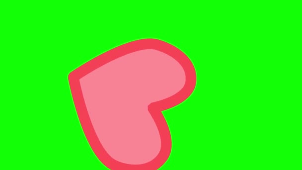 Animation verticale Icône rouge tombe sur un fond vert Chroma Key. Aime compter le cœur pour les réseaux sociaux 1 like — Video