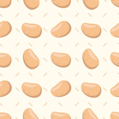 Açık sarı arka planda minimalist tarzda kahverengi patates deseni çizilmiş.