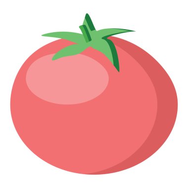 Beyaz arkaplanda minimalist tarzda izole edilmiş kırmızı domates.