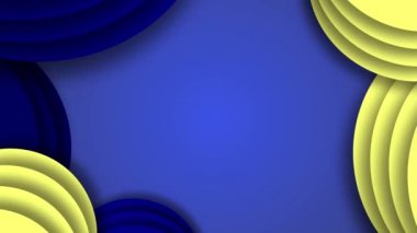 Mavi arka planda mavi ve sarı 3D dairelerin dikey döngü animasyonu örtüşüyor. Boşluğu kopyala