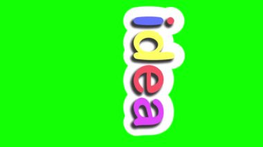 Düşen metin IDEA 'nın yeşil ekran kromaanahtarı üzerindeki 2B animasyonu, özgün düşünme kavramı