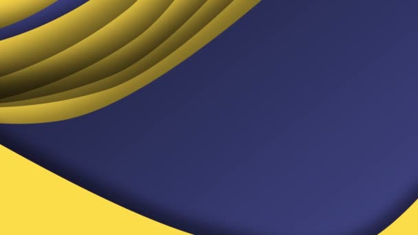 Vertical loop animation of blue and yellow 3d paper lines on blue background with copy space — Stock Video