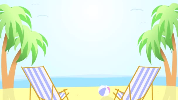 Animation of a beach on a tropical island with an empty place for text, summer seaside vacation concept. Copy space — Stock Video