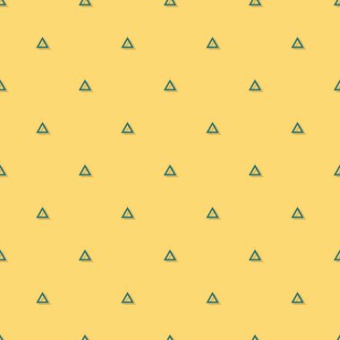 Koyu yeşil, pürüzsüz, minimalist üçgen desenler. Sarı arkaplanda düz biçim vektör illüstrasyonu.