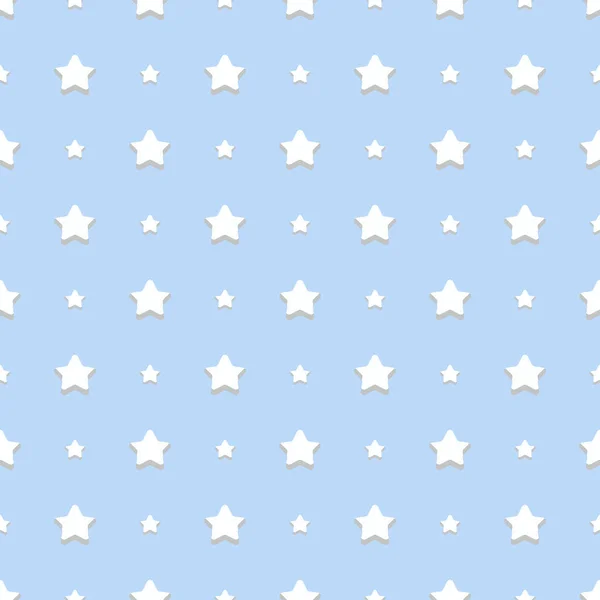 Вектор бесшовных звёзд. Белые звезды с тенью на синем фоне — стоковый вектор