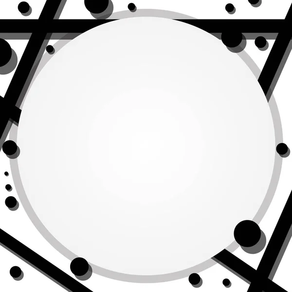 Círculo blanco sobre fondo negro copia el círculo espacial con rayas. Plantilla de anuncio de redes sociales — Archivo Imágenes Vectoriales